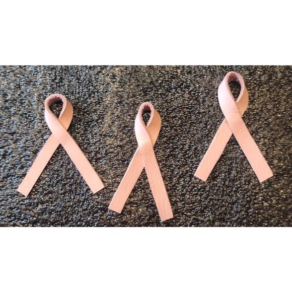 Real Leather Handmade Breast Cancer Awareness Pink Ribbons - Picture 3 of 3